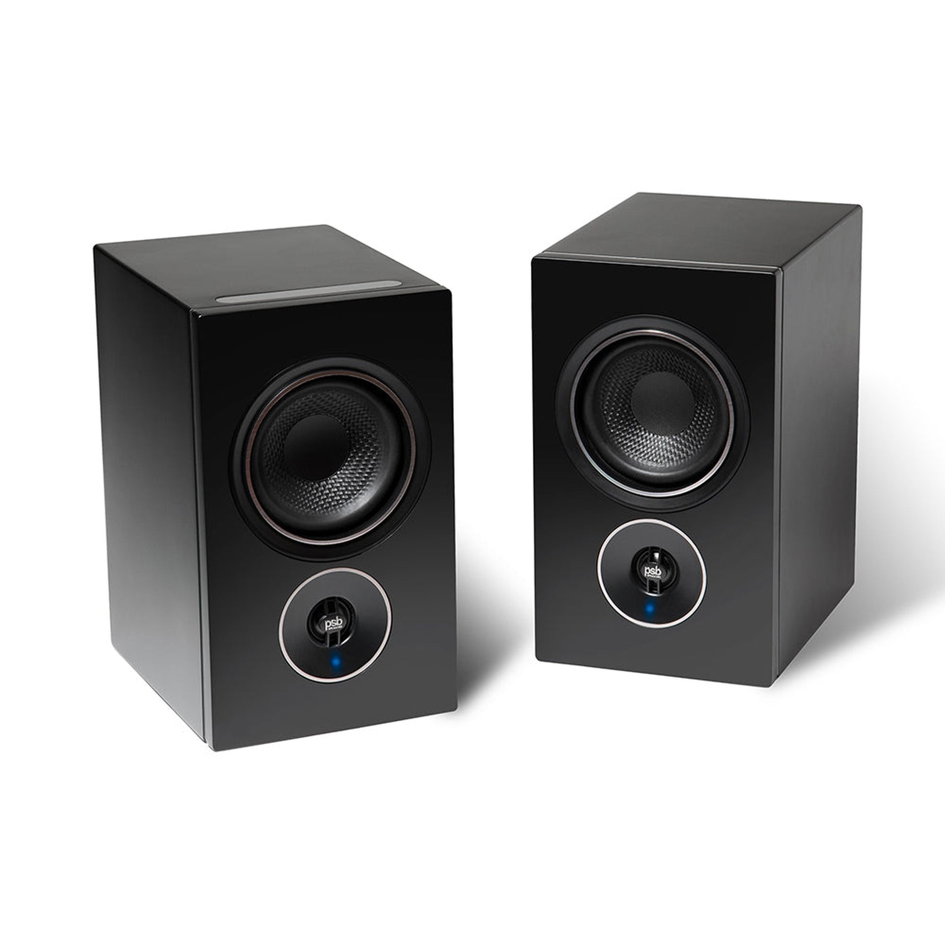 PSB Alpha iQ Streaming-Lautsprecher Stereopaar Schwarz mit Touchbedienfeld auf der Oberseite