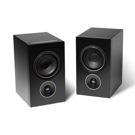 PSB Alpha iQ Streaming-Lautsprecher Stereopaar Schwarz mit Touchbedienfeld auf der Oberseite