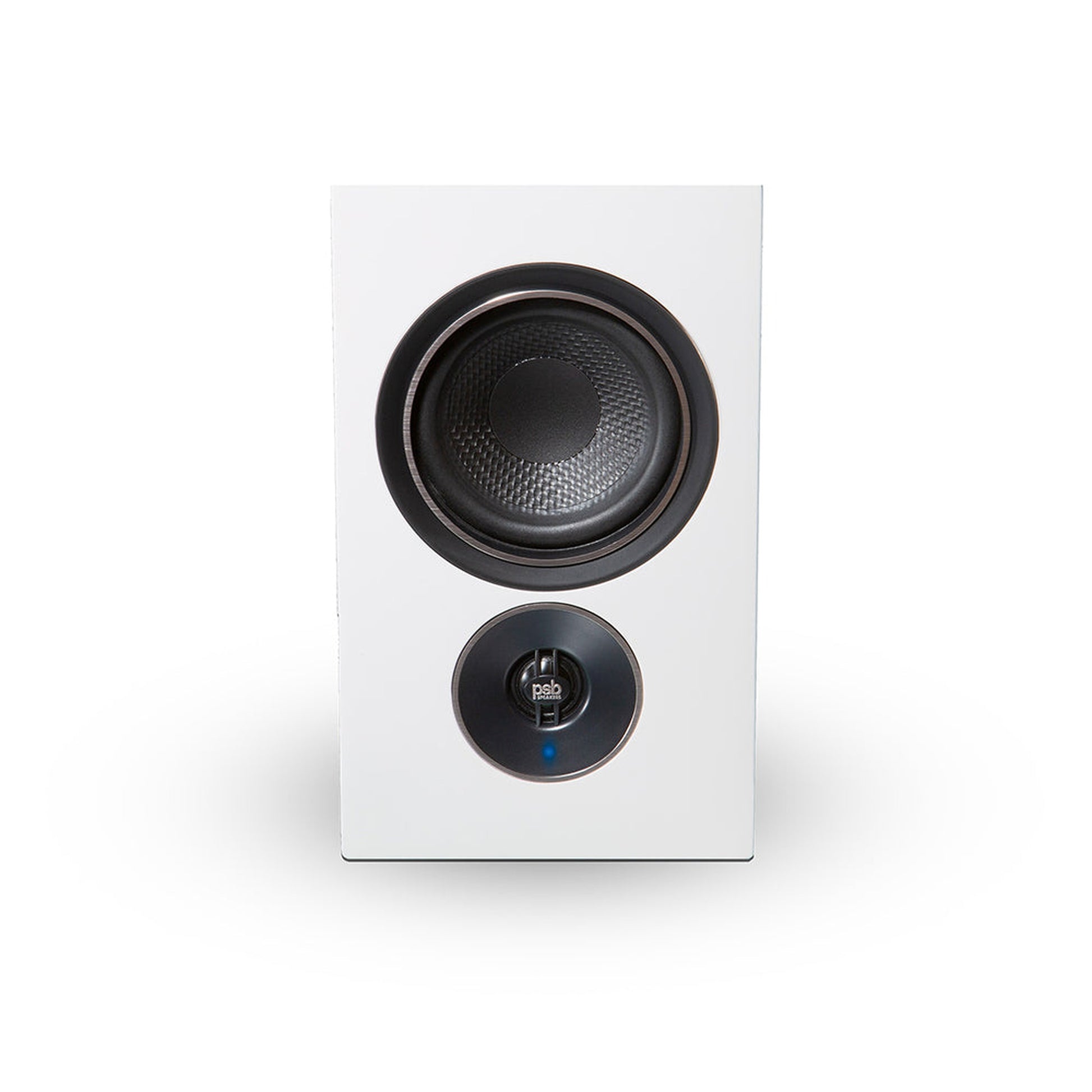 PSB Alpha iQ Streaming-Lautsprecher Frontansicht Weiss mit 4-Zoll-Tiefmitteltöner
