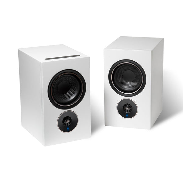 PSB Alpha iQ Streaming-Lautsprecher Stereopaar Weiss mit Touchbedienfeld auf der Oberseite