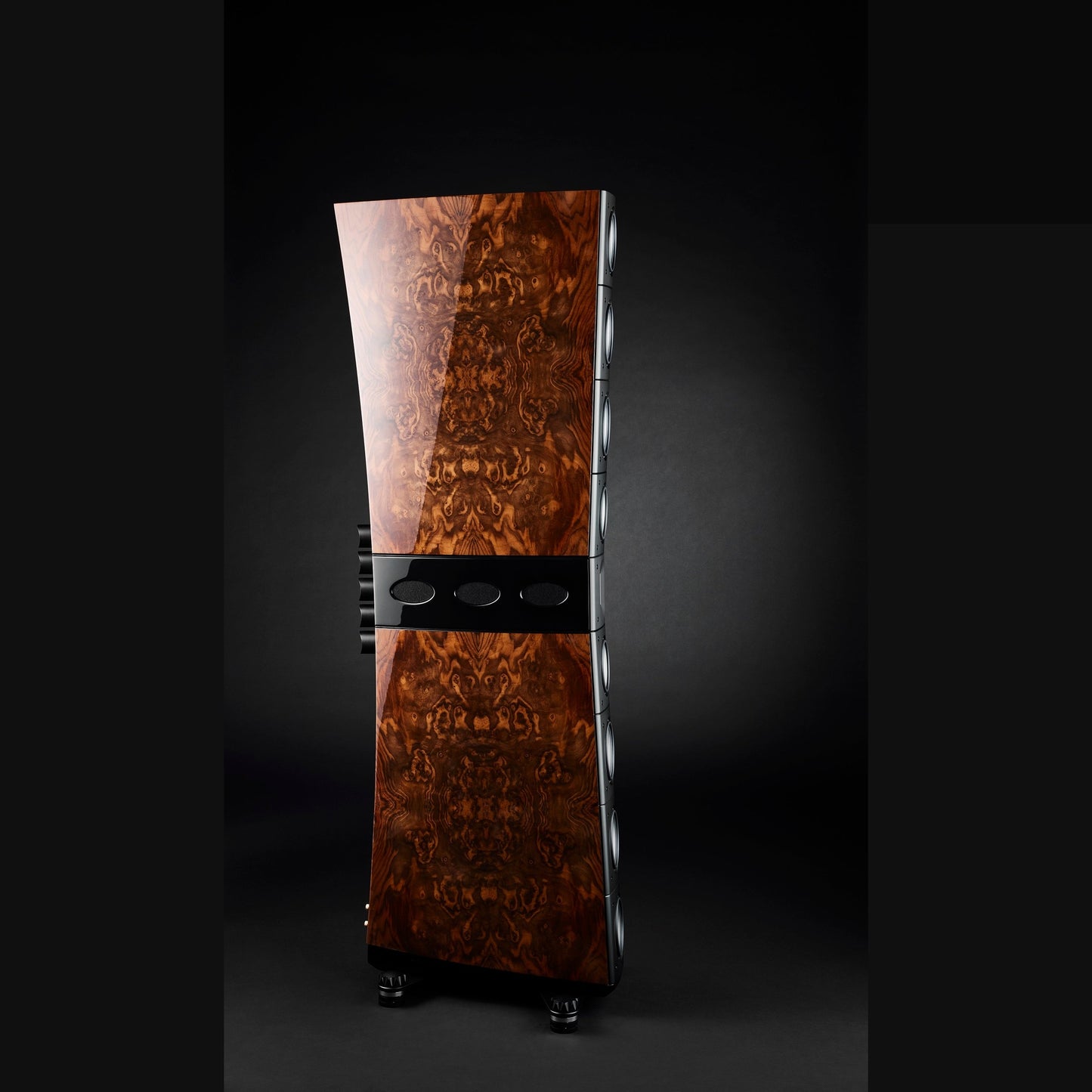 Raidho TD4.8 Standlautsprecher Seitenansicht, Referenzfoto Walnut Burl (weicht ab)