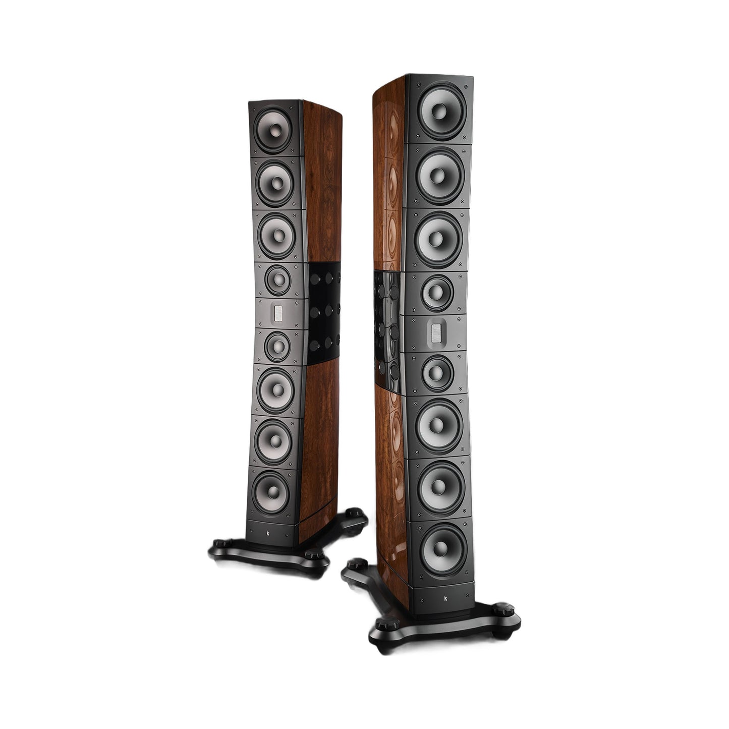Raidho TD6 Standlautsprecher Stereopaar in Walnut Burl und Schwarz
