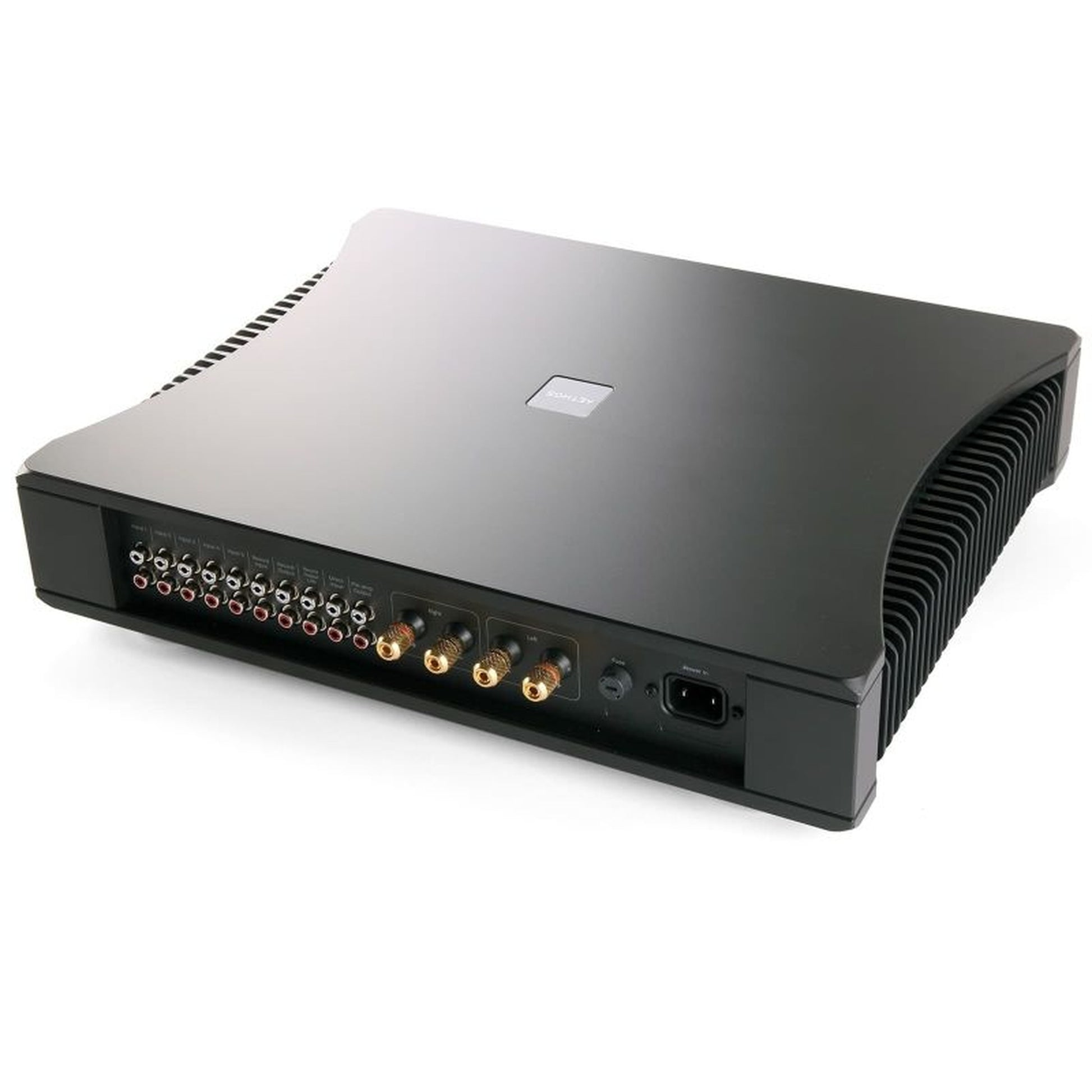 Rega Aethos High-End-Vollverstärker Rückansicht mit Anschlüssen
