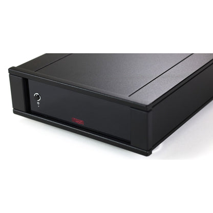 Rega AOS MC Phono-Vorverstärker Detailansicht Bedienelement und Logo