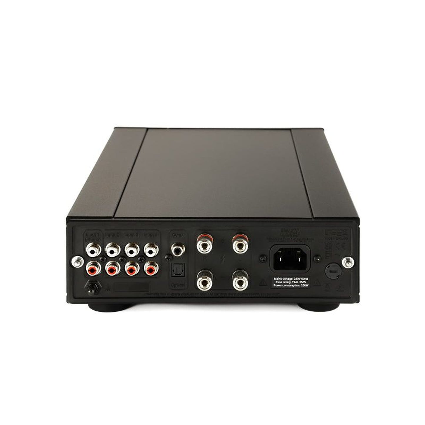 Rega Brio MK7 Vollverstärker Rückansicht mit Phono- und Line-Eingängen sowie Lautsprecherklemmen