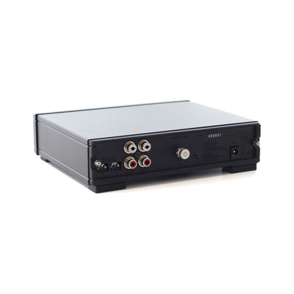 Rega Fono MC MK4 Phono-Vorverstärker, Rückansicht mit Anschlüssen und DIP-Schaltern