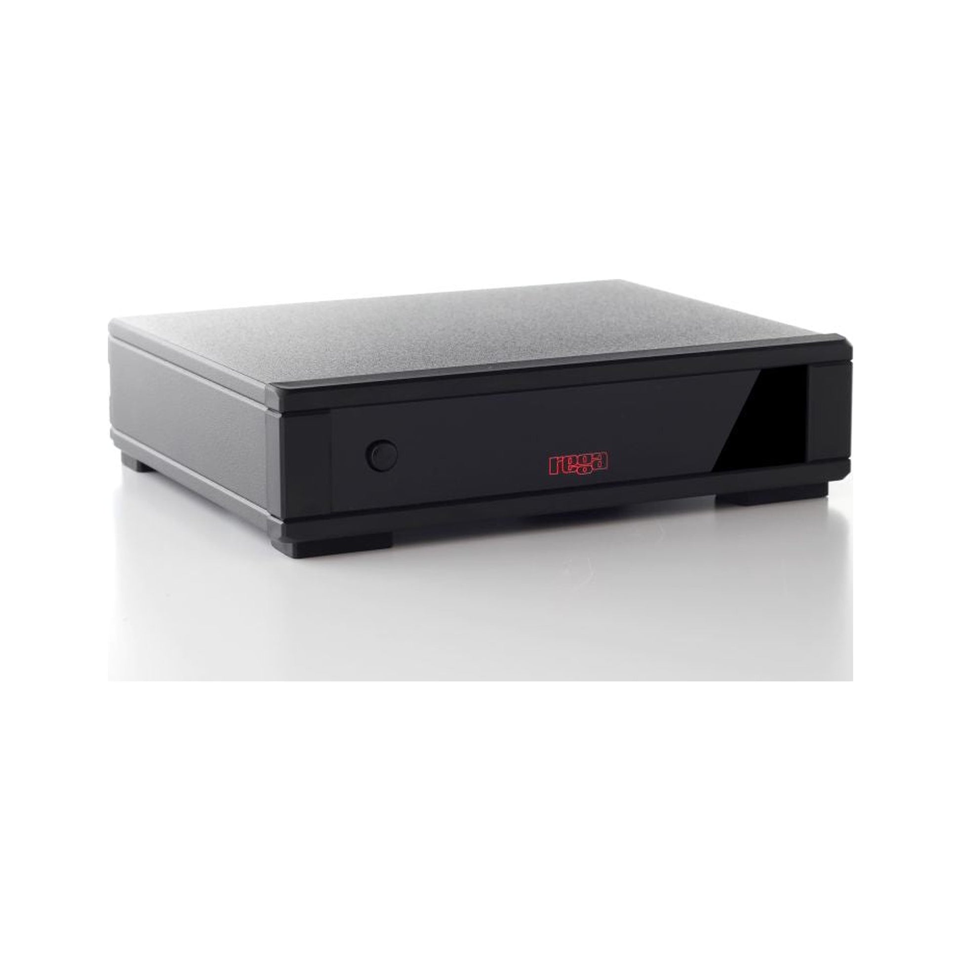 Rega Fono MC MK4 Phono-Vorverstärker, Schrägansicht Frontpartie mit Bedientaste