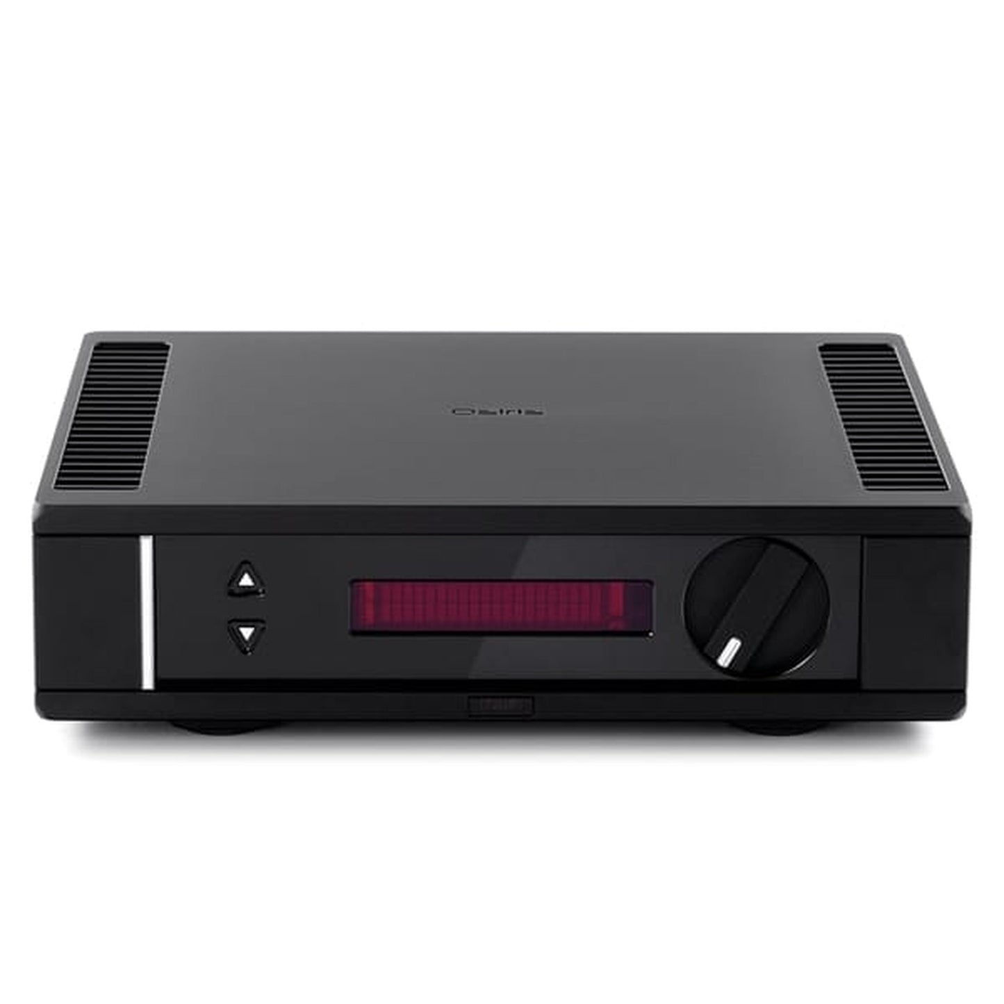 Rega Osiris Referenz-Vollverstärker, Frontansicht mit Display und Lautstärkeregler