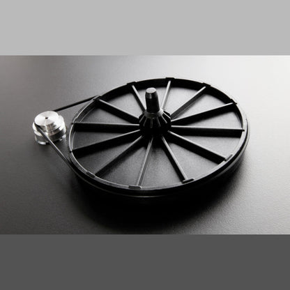 Rega Planar 1 Plus Plattenspieler Walnuss Detailansicht Subteller mit Riemenantrieb