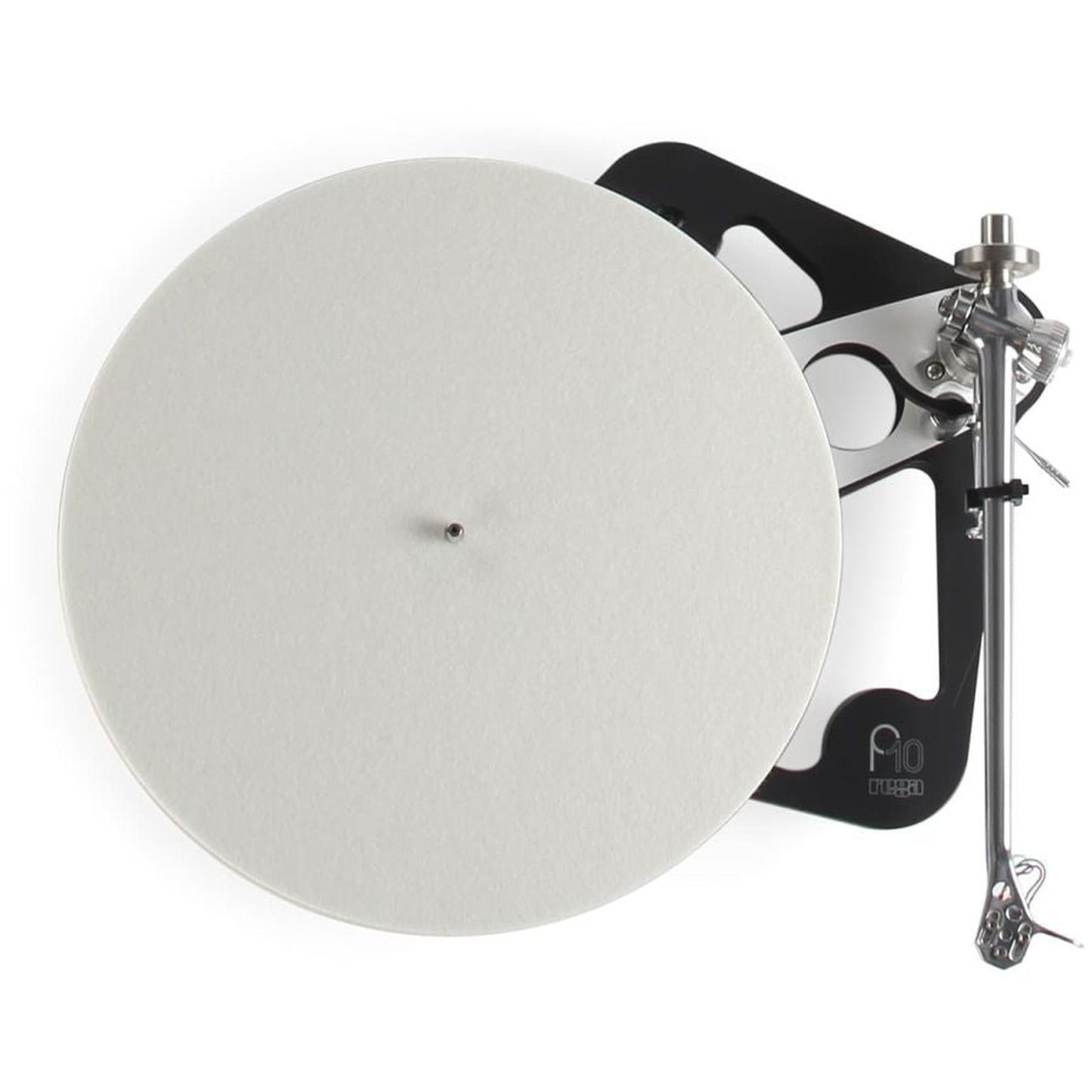 Rega Planar 10 Plattenspieler, Schwarz, Draufsicht auf Plattenteller und Tonarm
