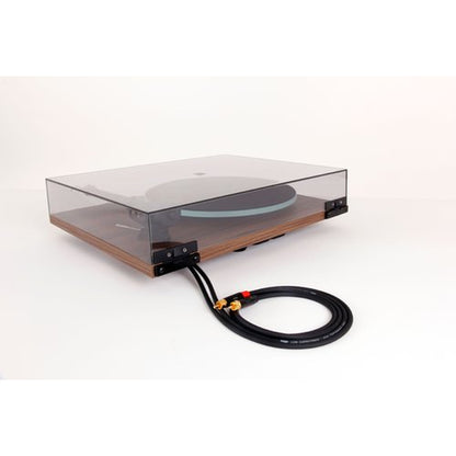 Rega Planar 2 Nd3 Plattenspieler Walnuss Rückansicht mit Signalkabel
