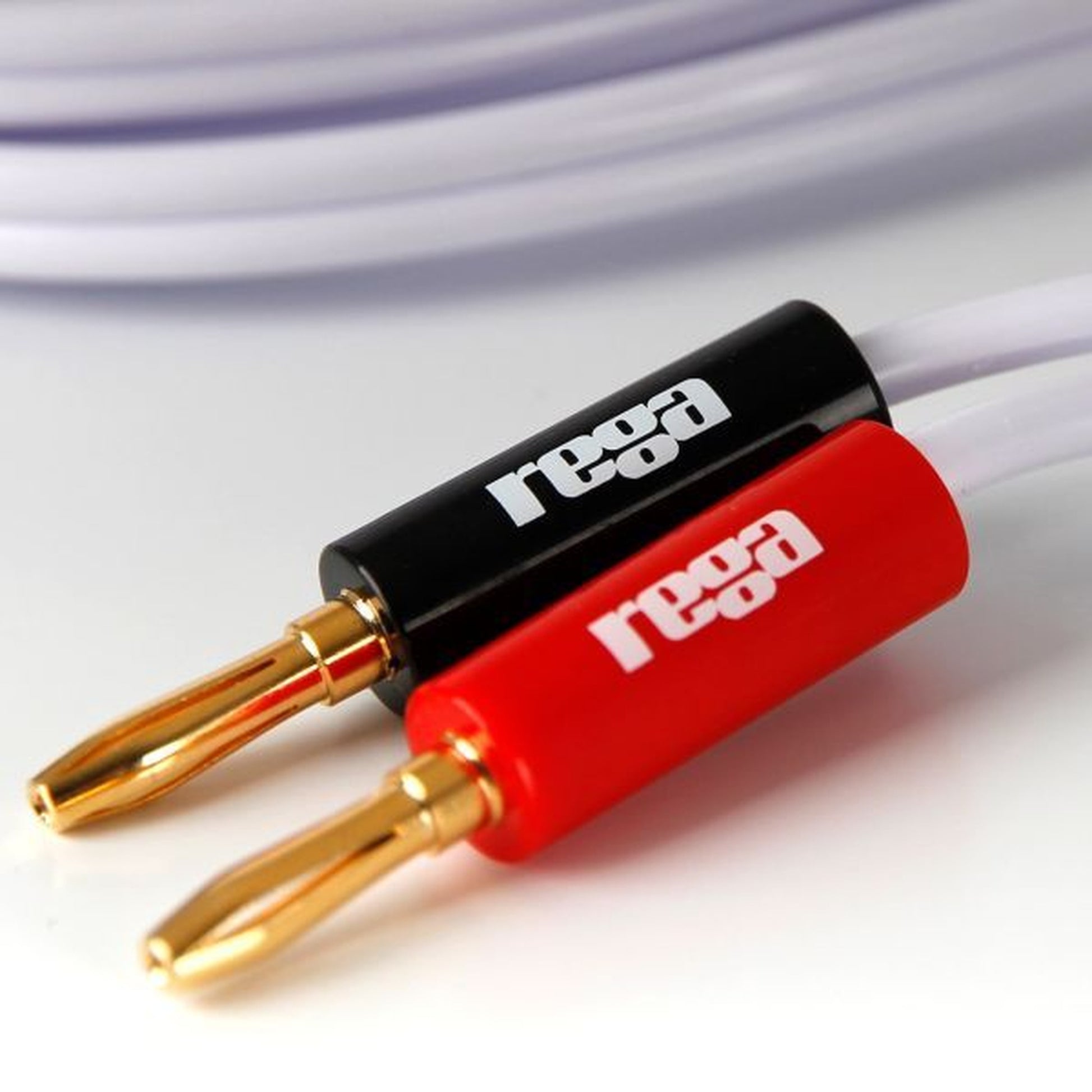 Rega SC1 Lautsprecherkabel Meterware Frontansicht Bananenstecker mit 56 Litzen Kupferleiter