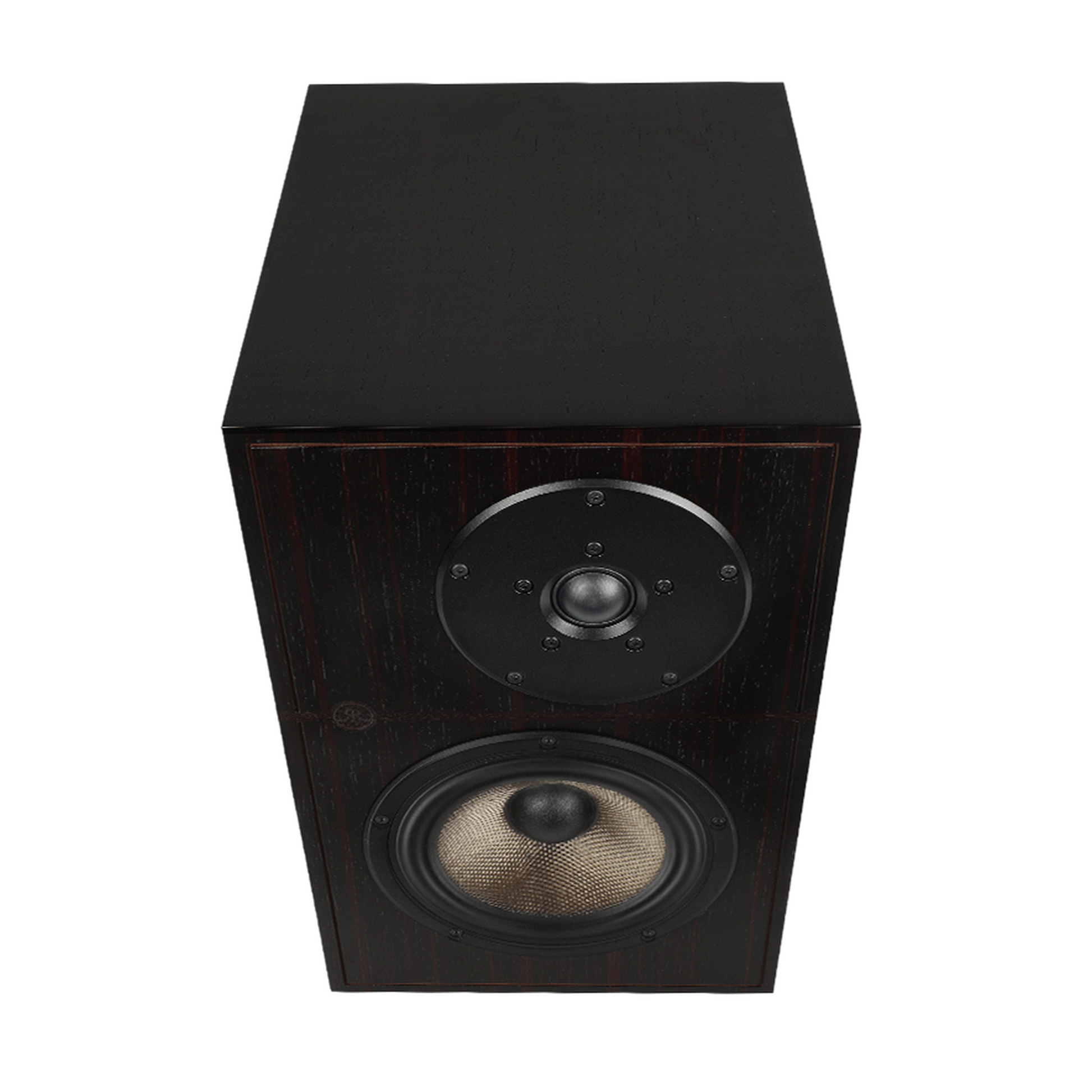 Revival Audio Atalante 3 Regallautsprecher Ebony Draufsicht auf Gehäuse und Front