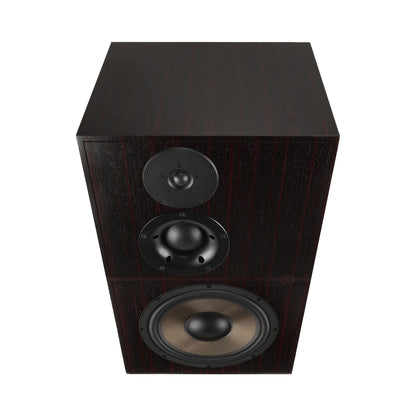 Revival Audio Atalante 5 Regallautsprecher Ebony Draufsicht auf Gehäuse und Front
