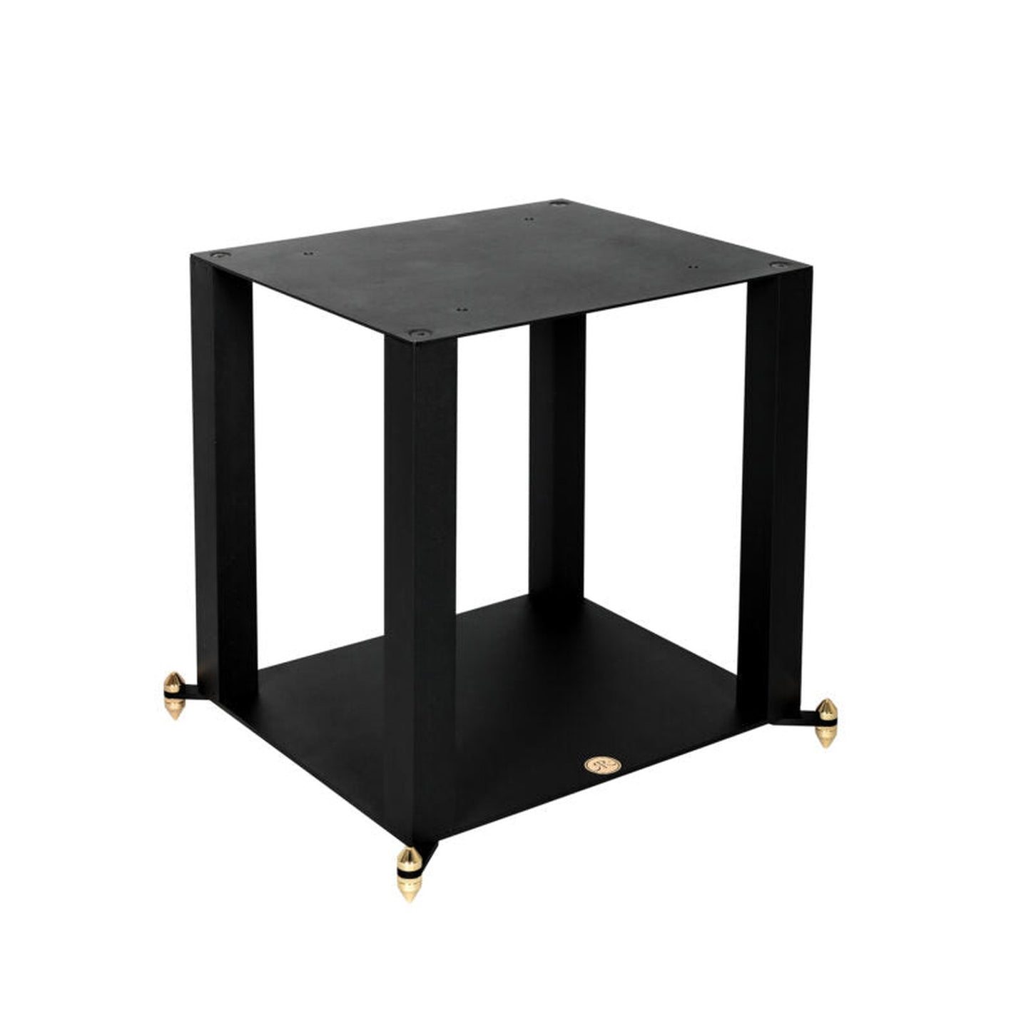 Revival Audio Atalante 5 Stand Schrägansicht Spike-System Bodenentkopplung integriertes Vinyl-Fach