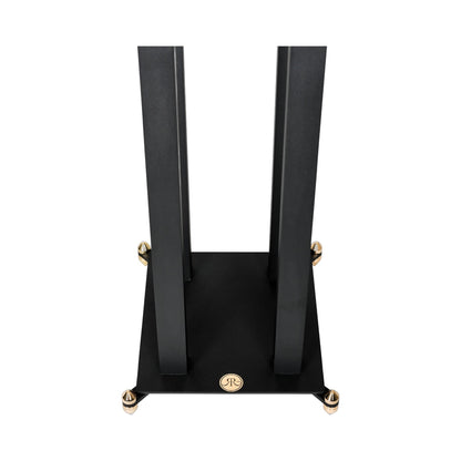 Revival Audio Stand 3 Detailansicht Bodenplatte mit Spikes und Markenlogo Schrägansicht von oben