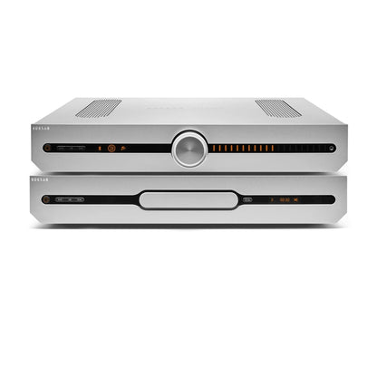 Roksan Attessa CD-Streaming Set in Silber, Frontansicht mit Streaming Vollverstärker und CD-Transport