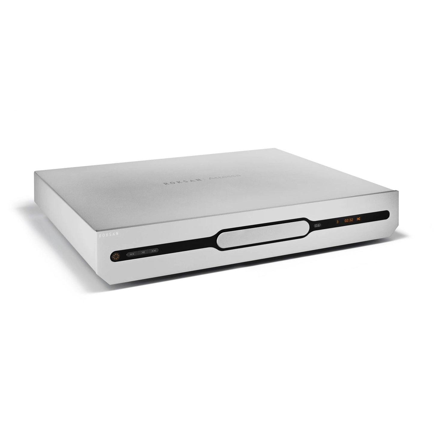 Roksan Attessa CD-Streaming Set in Silber, Rückansicht CD-Transport mit Digitalausgängen