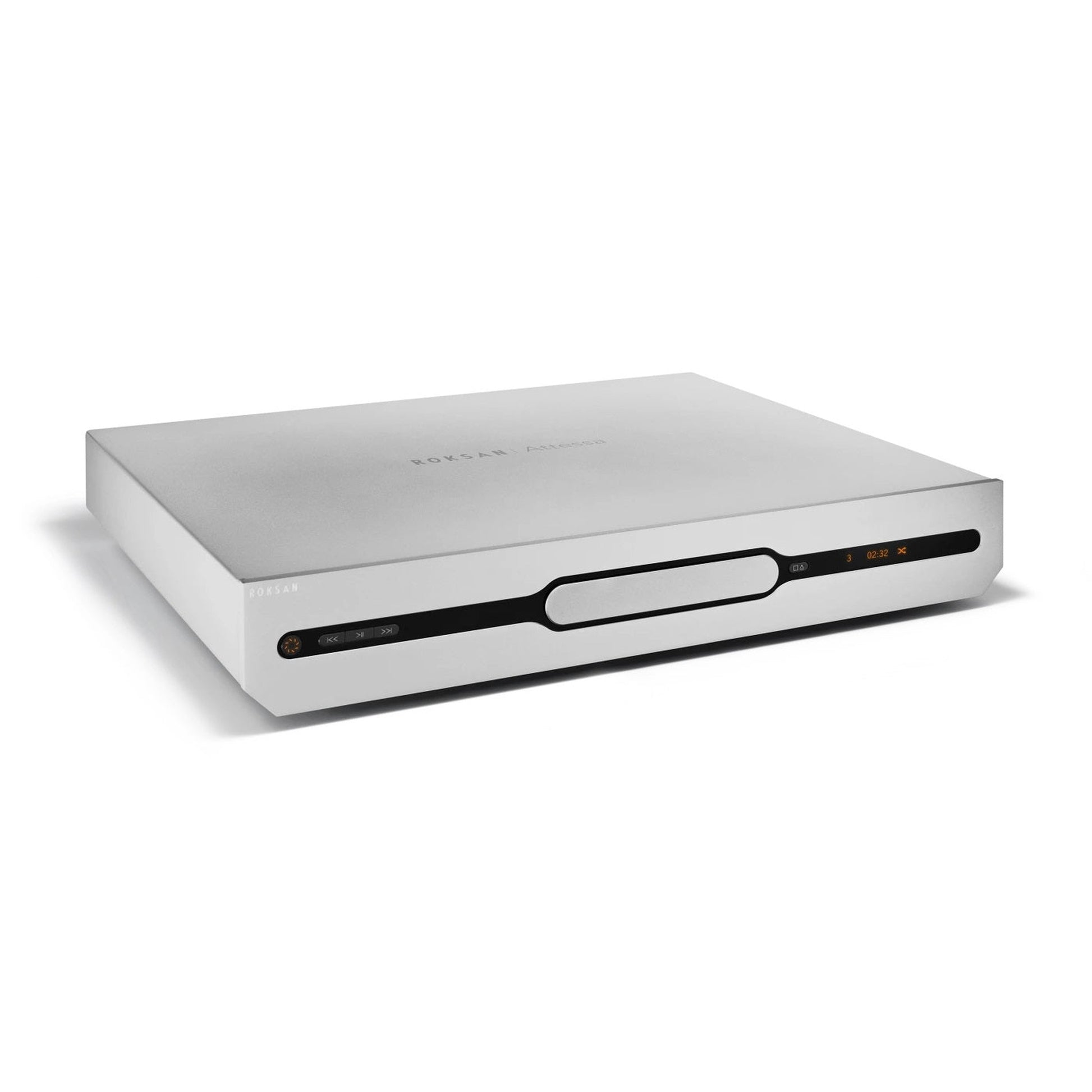 Roksan Attessa CD-Streaming Set in Silber, Rückansicht CD-Transport mit Digitalausgängen