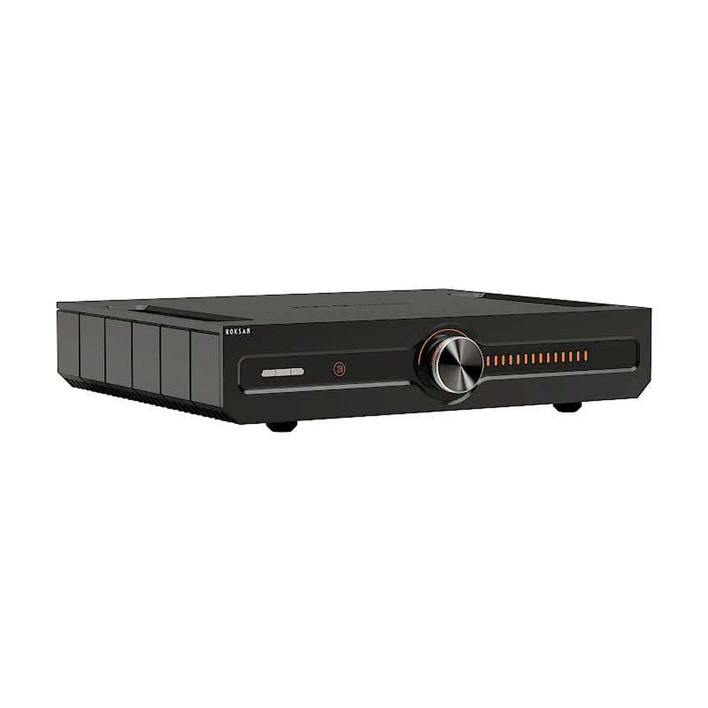 Roksan Caspian 4G Streaming Vollverstärker in Schwarz, Schrägansicht