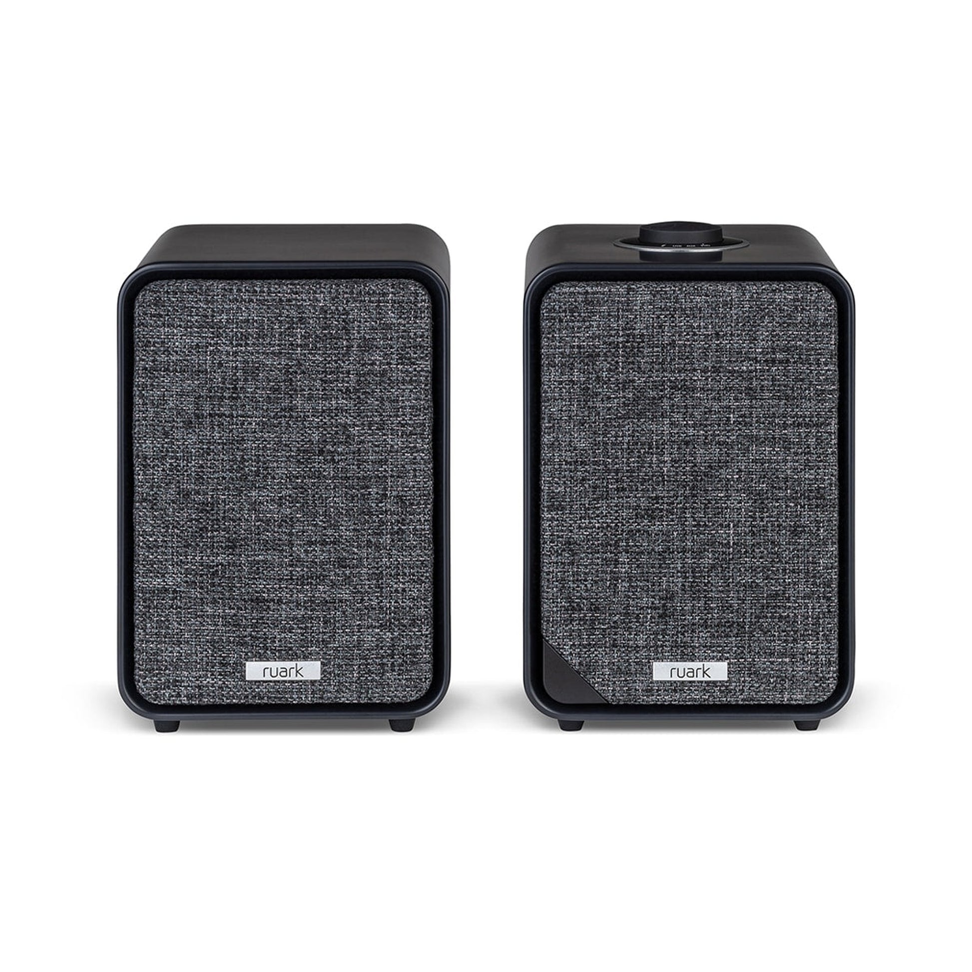 Ruark MR1 Mk3 Aktivlautsprecher Schwarz Frontansicht mit Stoffbespannung