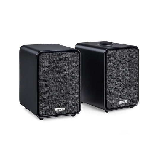 Ruark MR1 Mk3 Aktivlautsprecher Schwarz Stereopaar mit Drehregler auf der Oberseite