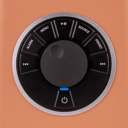 Ruark Audio R1S Smart Radio mit WLAN & DAB+ Terracotta Draufsicht auf das Bedienfeld mit RotoDial