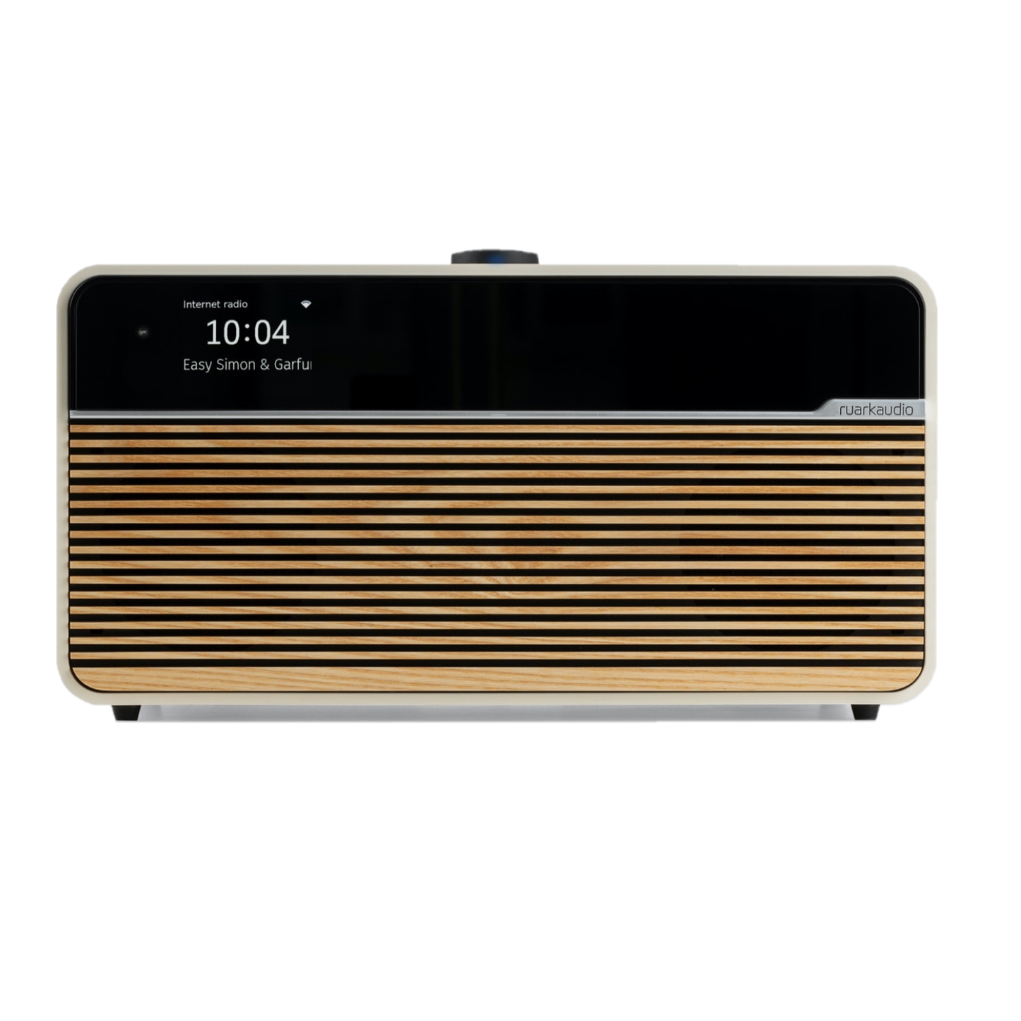 Ruark R2 MK4 Streaming-Musiksystem Creme Frontansicht mit Display