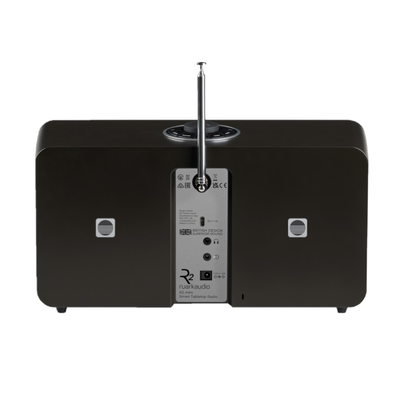 Ruark R2 MK4 Streaming-Musiksystem Espresso Rückansicht mit Teleskopantenne