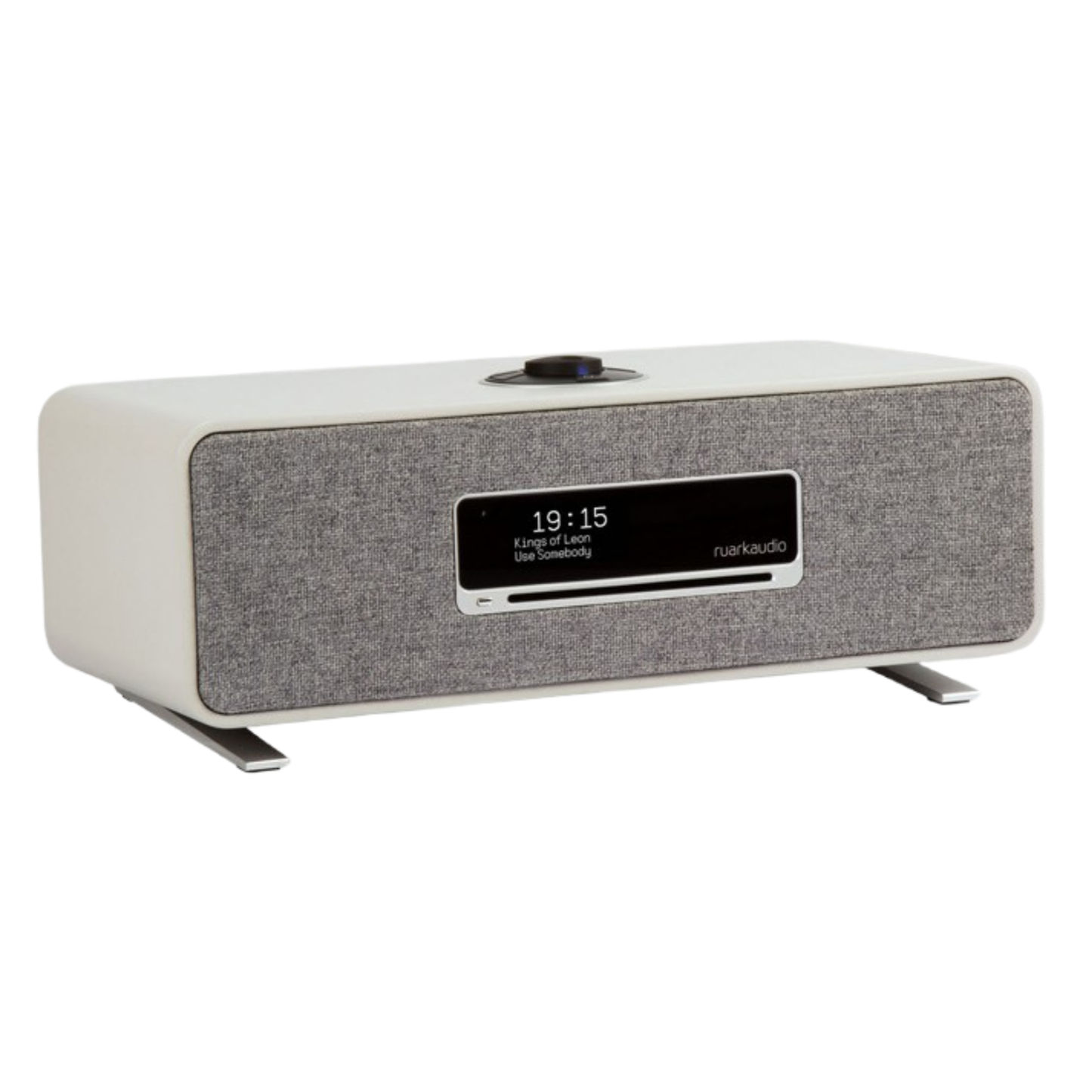 Ruark R3S Kompaktanlage mit CD & Streaming Hellgrau Frontansicht mit CD-Schlitz und Display