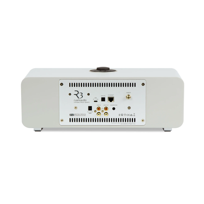 Ruark R3S Kompaktanlage mit CD & Streaming Hellgrau Rückansicht mit Anschlussfeld