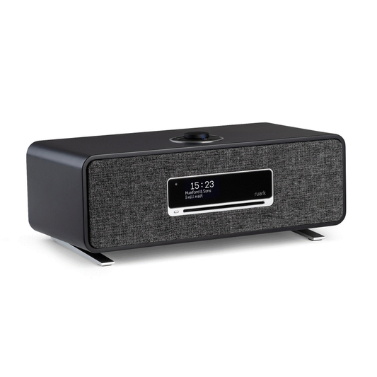 Ruark R3S Kompaktanlage mit CD & Streaming Schwarz Frontansicht mit CD-Schlitz und Display