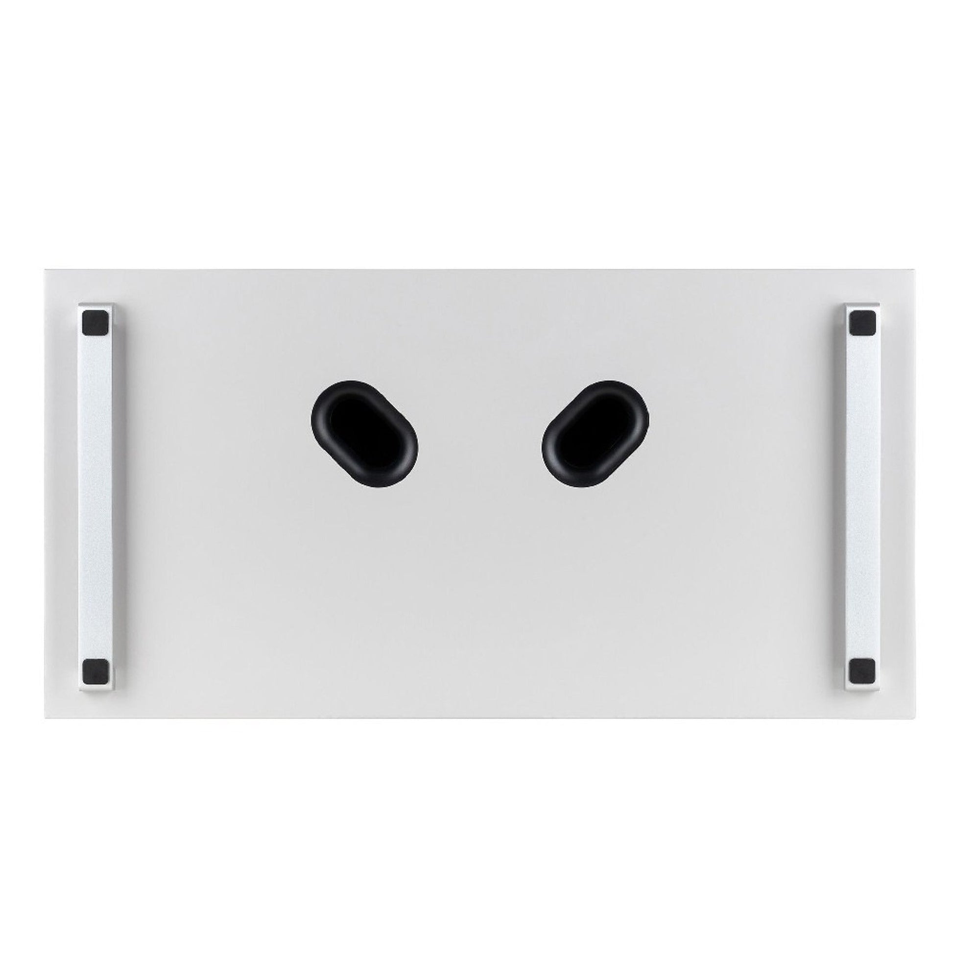 Ruark R410 All-in-One-Musiksystem Hellgrau + Black Slats Draufsicht auf die Bassreflexöffnungen