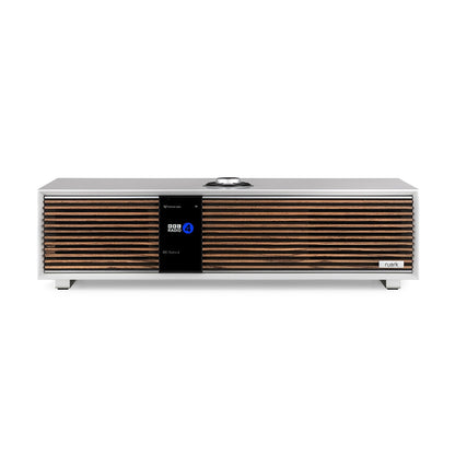 Ruark R410 All-in-One-Musiksystem Hellgrau Frontansicht mit Display
