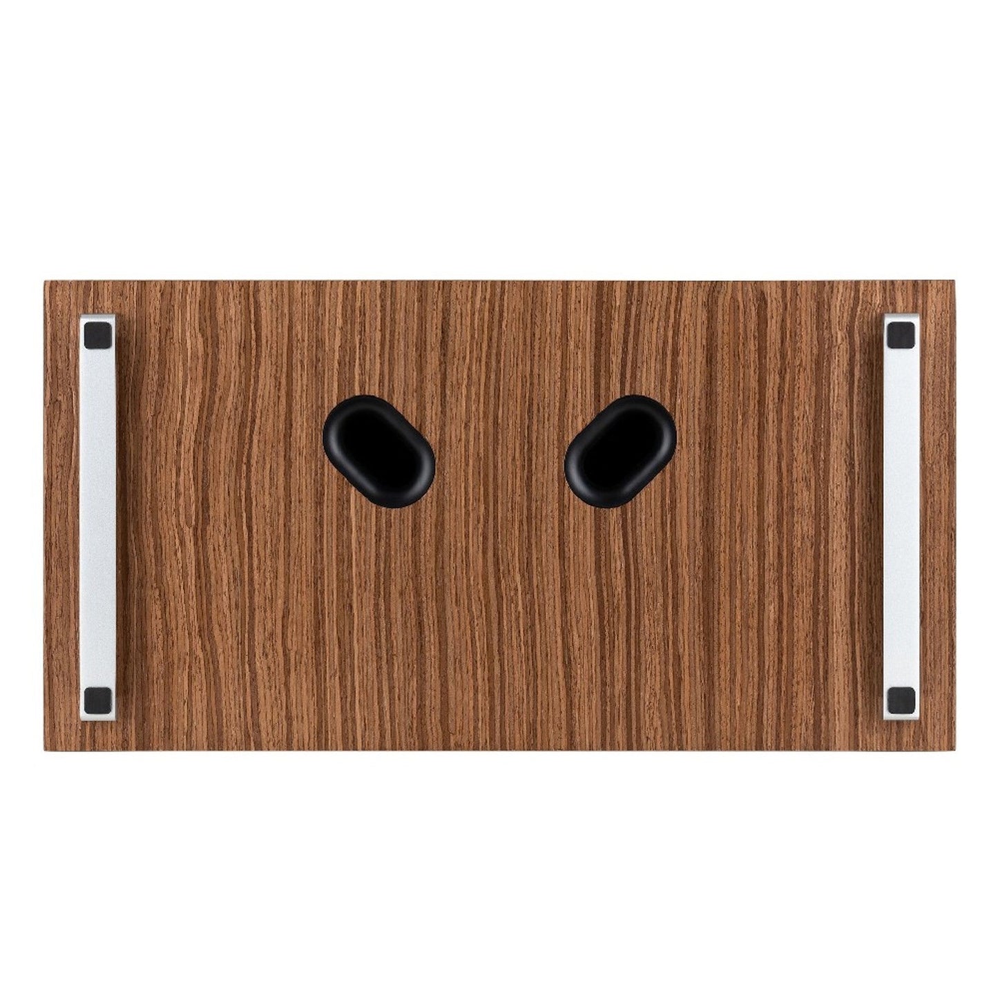 Ruark R410 All-in-One-Musiksystem Nussbaum + Black Slats Draufsicht auf die Bassreflexöffnungen