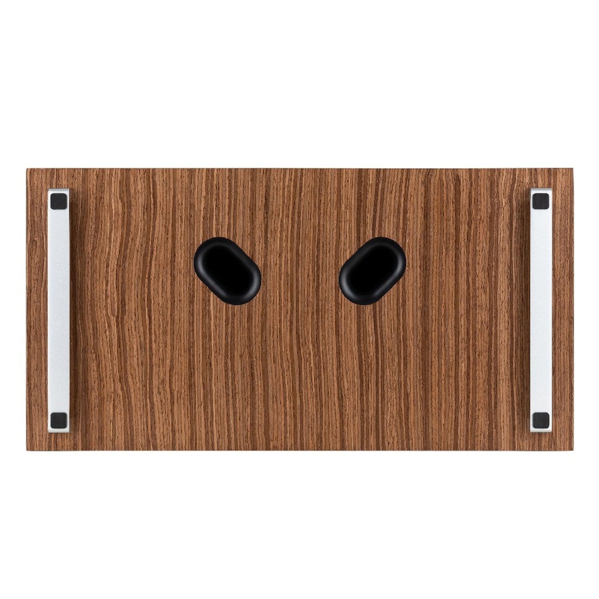 Ruark R410 All-in-One-Musiksystem Nussbaum + Black Slats Draufsicht auf die Bassreflexöffnungen