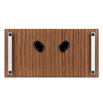 Ruark R410 All-in-One-Musiksystem Nussbaum + Black Slats Draufsicht auf die Bassreflexöffnungen
