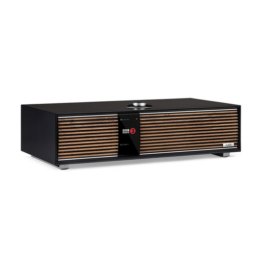 Ruark R410 All-in-One-Musiksystem Schwarz Schrägansicht mit Display