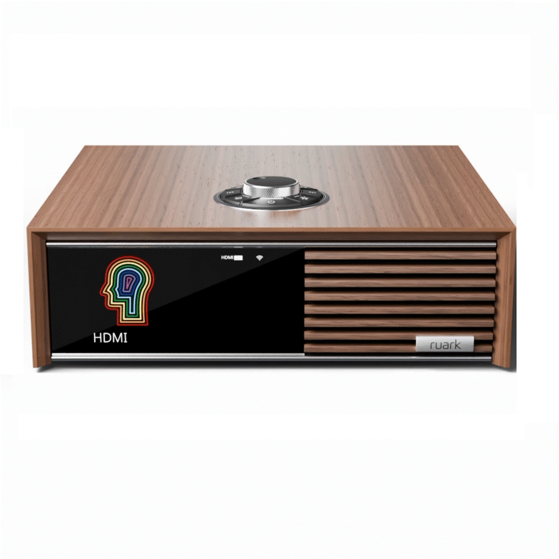 Ruark R610 + Sabre R Streaming-Komplettanlage Nussbaum Schrägansicht des R610