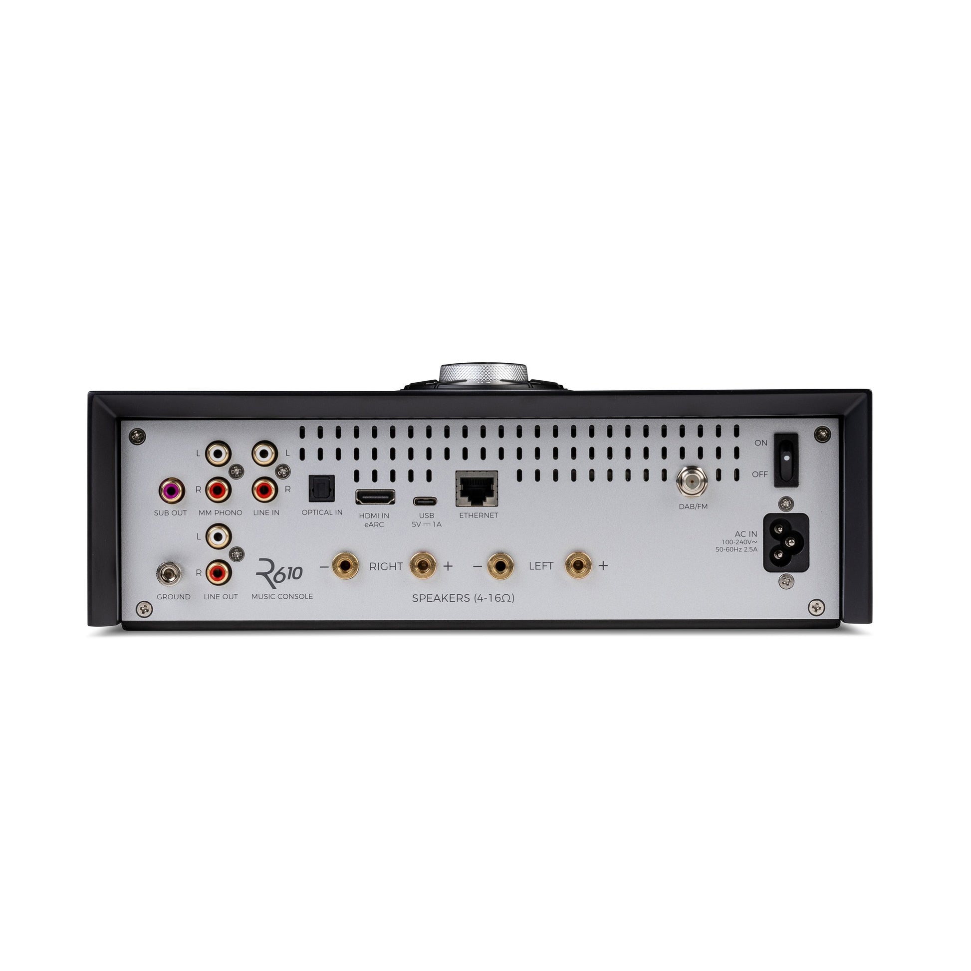 Ruark R610 + Sabre R Streaming-Komplettanlage Schwarz Rückansicht des R610
