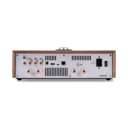 Ruark R710 CD-Streaming-Konsole Nussbaum Rückansicht mit Anschlussfeld
