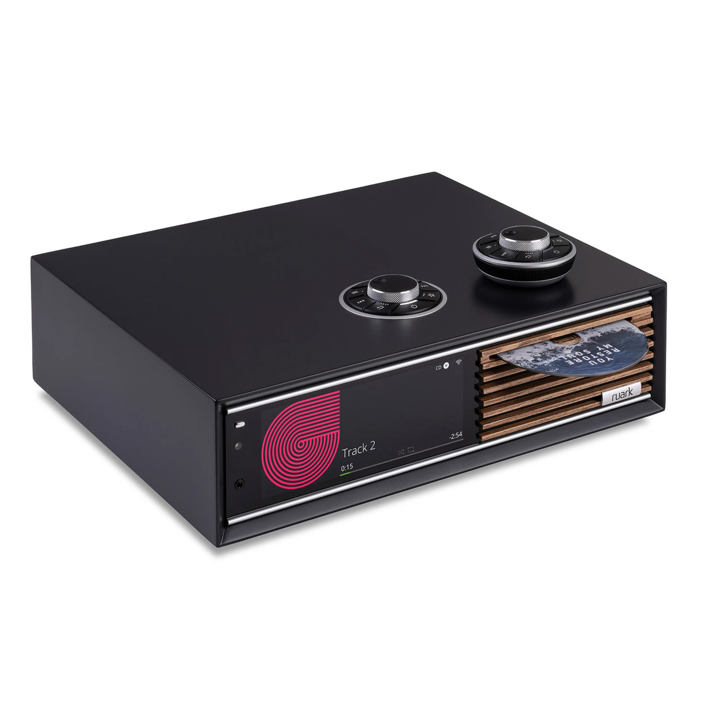 Ruark R710 CD-Streaming-Konsole Schwarz Schrägansicht