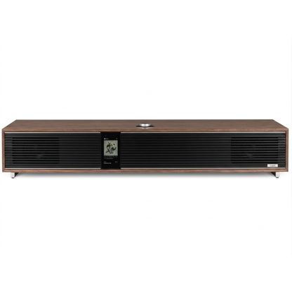 Ruark R810 All-in-One-Musiksystem Nussbaum + Black Slats Frontansicht mit schwarzen Lamellen ohne Standfuss