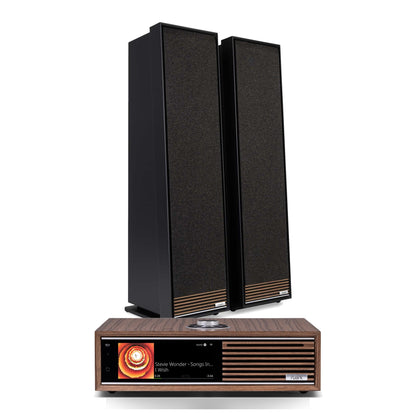 Ruark Audio HiFi-Set R710 Nussbaum + Talisman-R Standlautsprecher Schwarz, Setansicht
