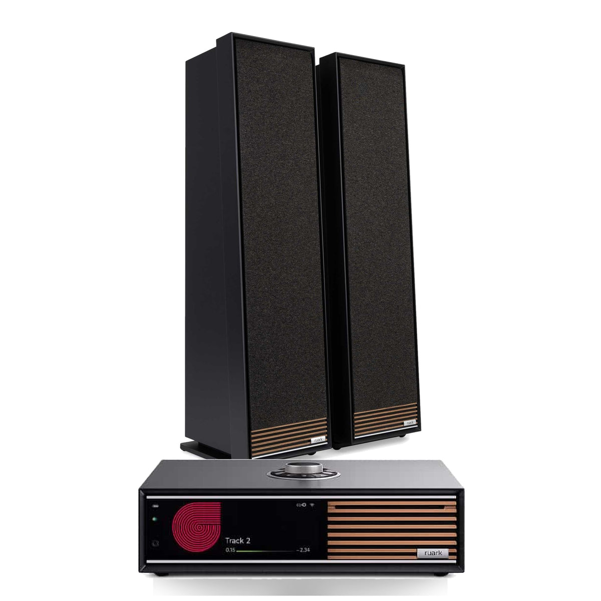 Ruark Audio HiFi-Set R710 Schwarz + Talisman-R Standlautsprecher Schwarz, Setansicht