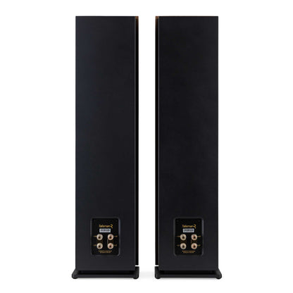 Ruark Audio Talisman-R Standlautsprecher Schwarz Rückansicht Stereopaar mit Anschlussterminals