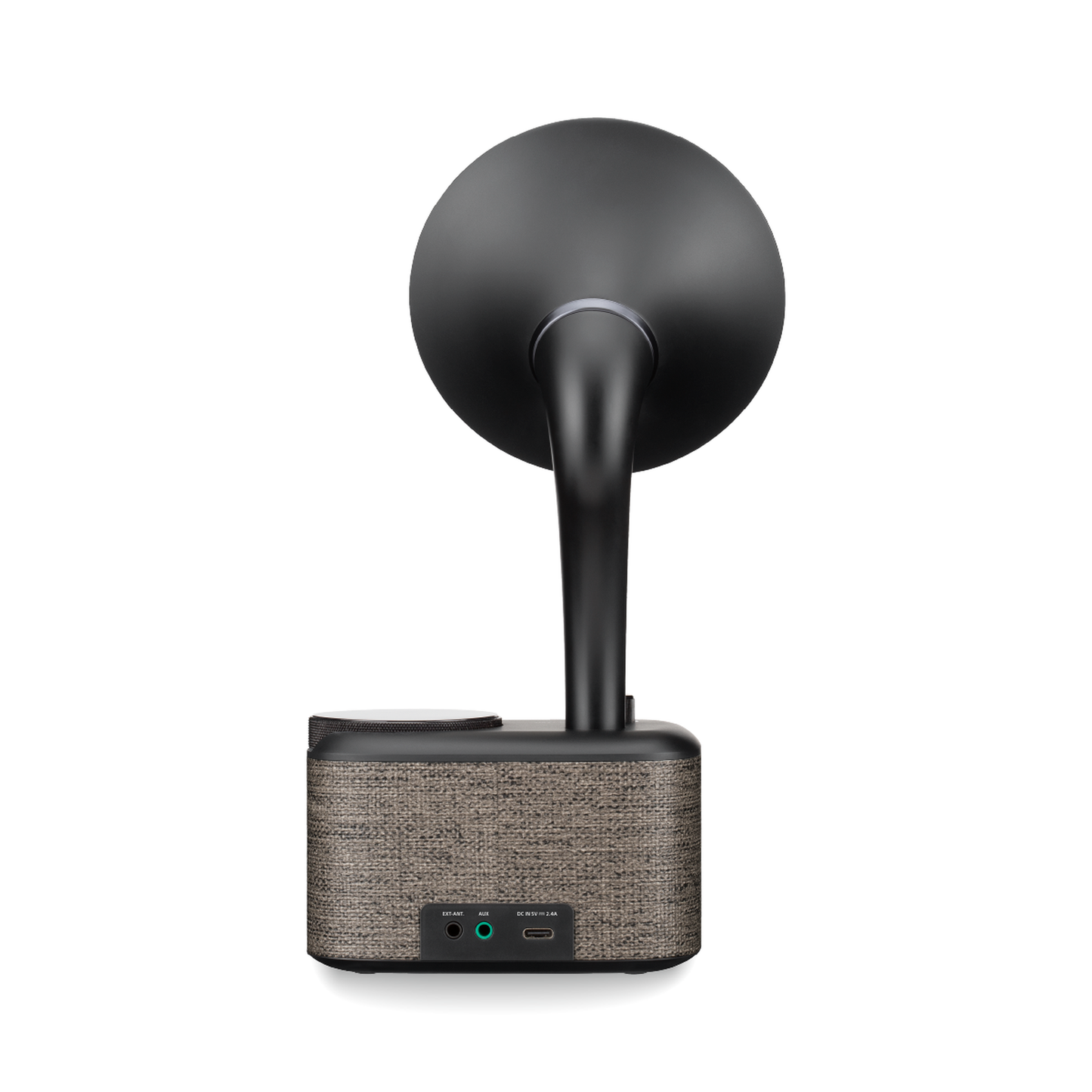 Sangean CP-100D DAB+/UKW Radio Rückansicht mit EXT-ANT-Buchse, AUX-Eingang und USB-C-Stromanschluss in Fabric Grey-Black