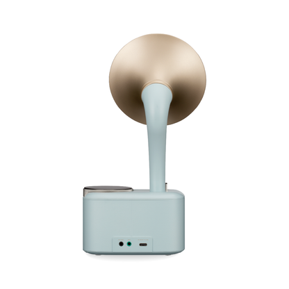 Sangean CP-100D DAB+/UKW Radio Rückansicht mit EXT-ANT-Buchse, AUX-Eingang und USB-C-Stromanschluss in Minty-Gold