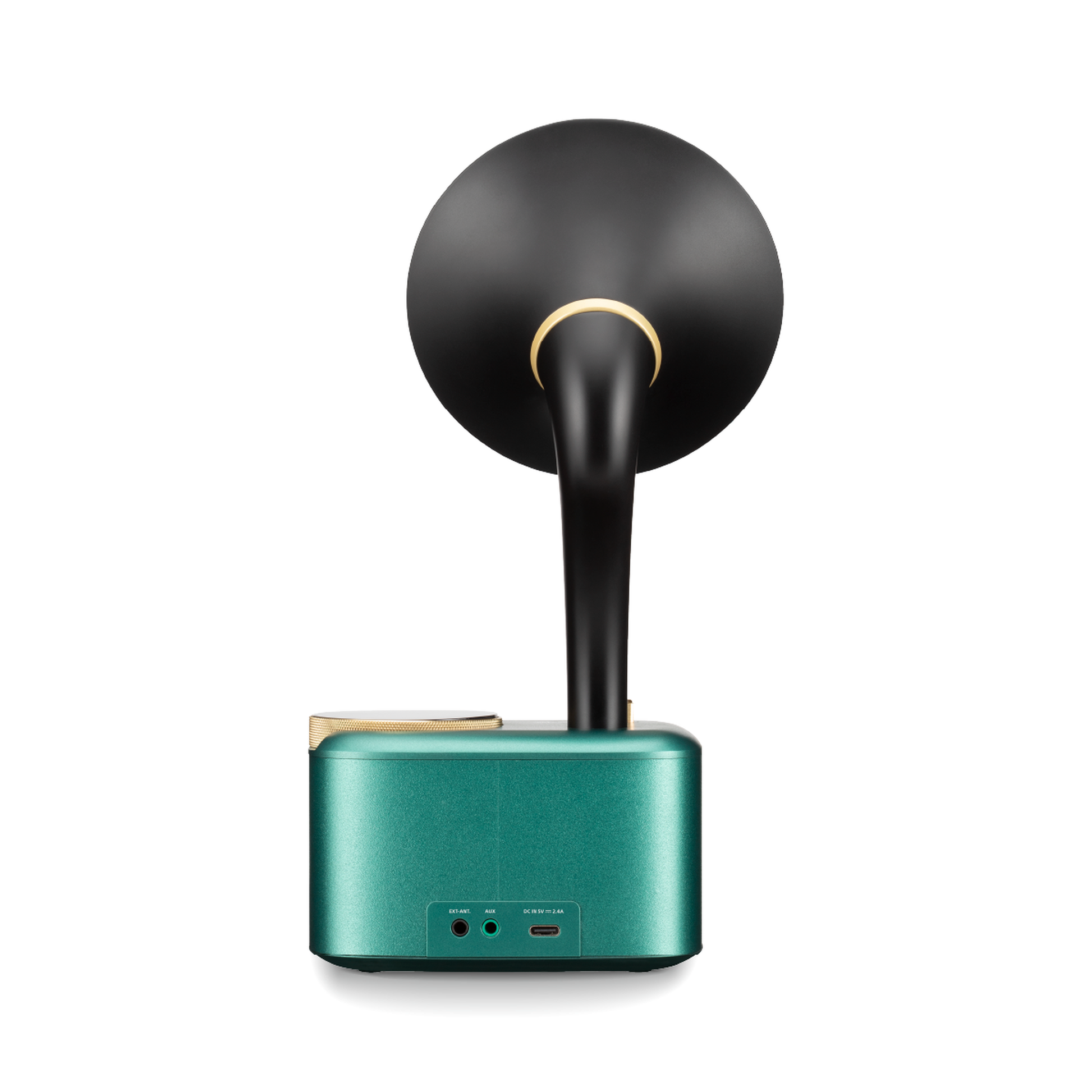 Sangean CP-100D DAB+/UKW Radio Rückansicht mit EXT-ANT-Buchse, AUX-Eingang und USB-C-Stromanschluss in Ocean-Black