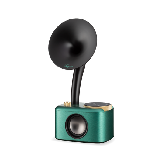 Sangean CP-100D DAB+/UKW Radio Schrägansicht mit Lautsprechergitter und Bedienknopf in Ocean-Black